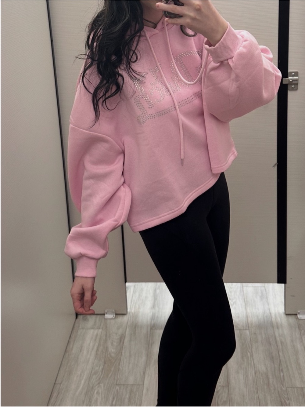 Von dutch bedazzled cropped hoodie PINK